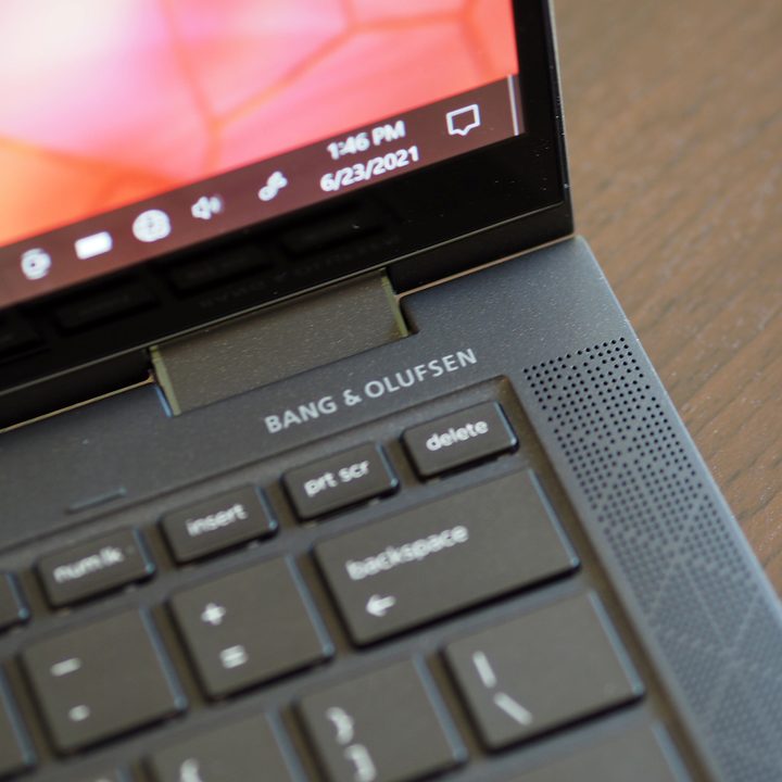 The upward-facing speakers on the HP Elite Dragonfly Max.