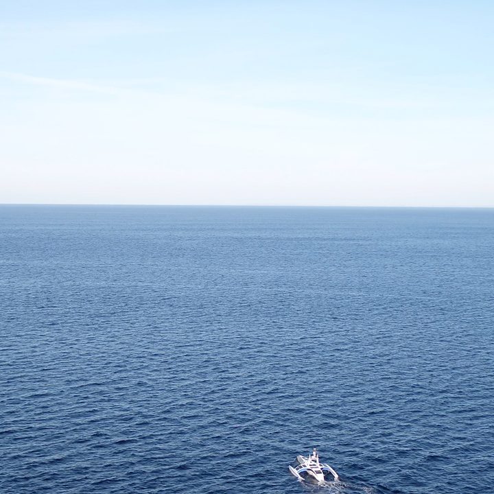 Mayflower Autonomous Ship alone in the ocean