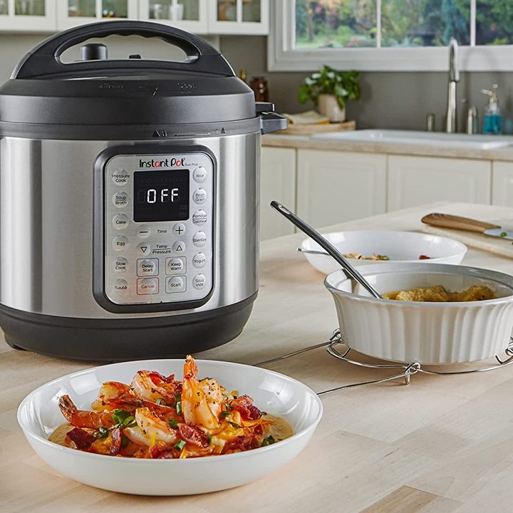 Instant Pot Duo Plus multicooker on the counter.