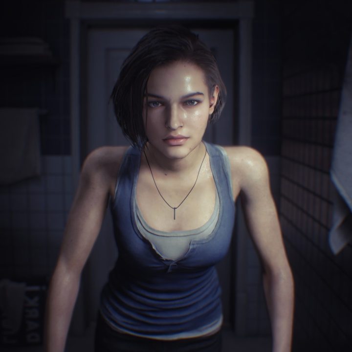 Jill Valentine looking in the mirror.