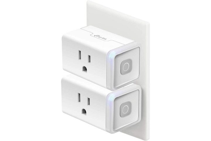Kasa Smart Plugs in wall sockets.