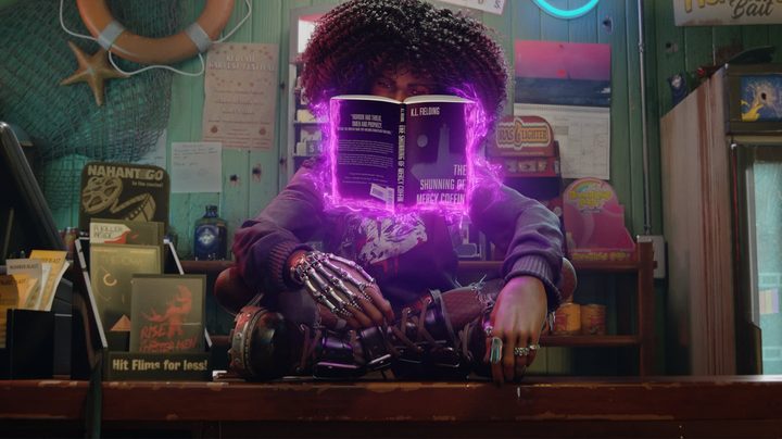 A character levitates a book in Redfall.