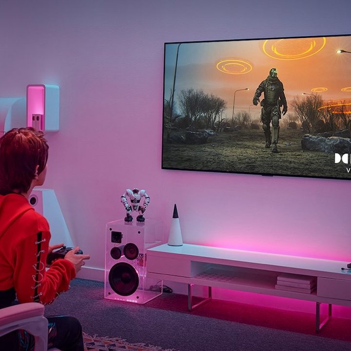 A gamer using one of LG's TVs.