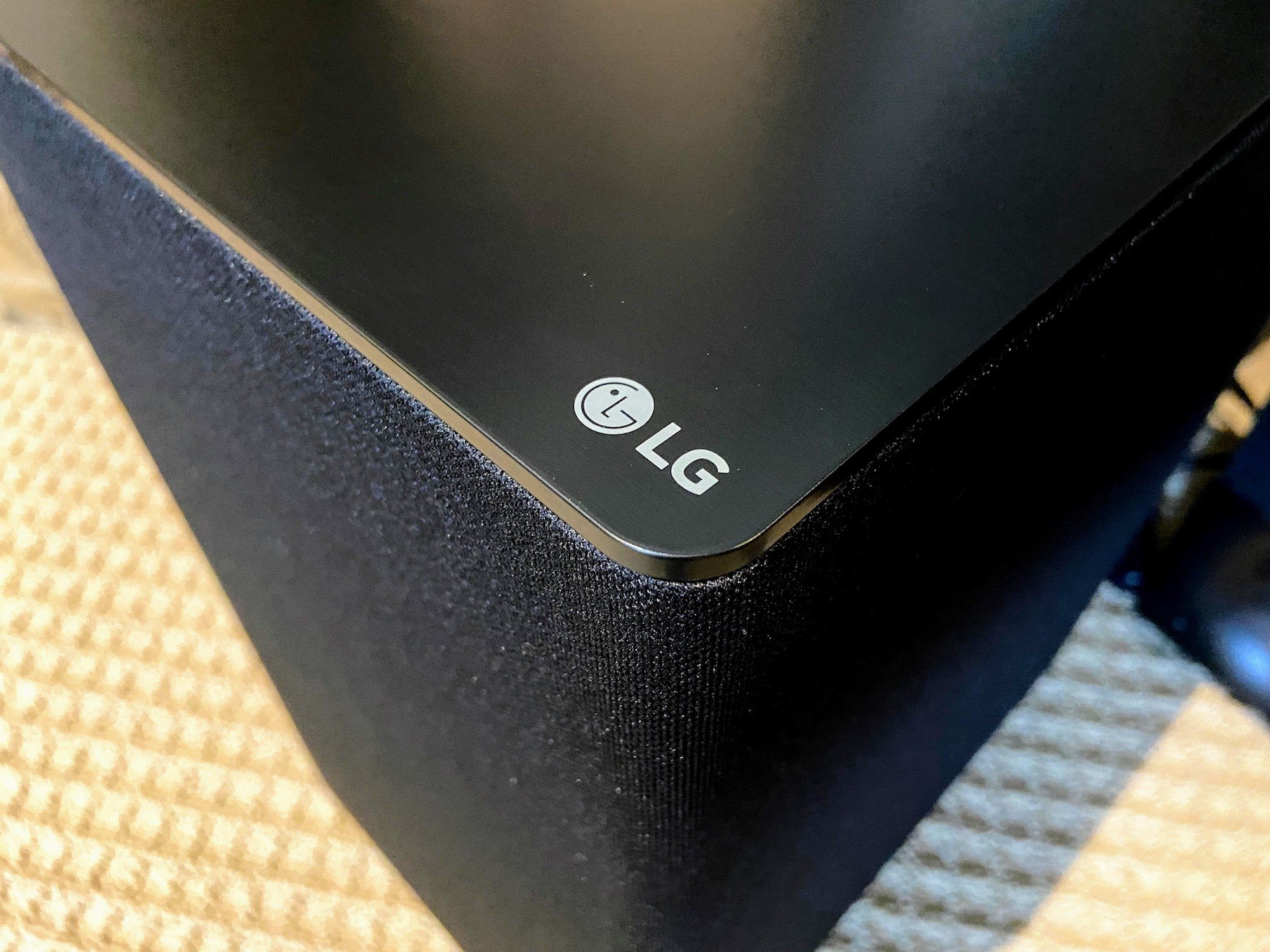 LG SP9YA Dolby Atmos soundbar subwoofer.