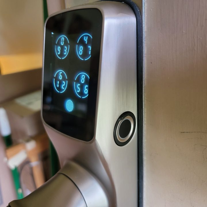The Lockly Duo uses a fingerprint sensor or code to allow entry.
