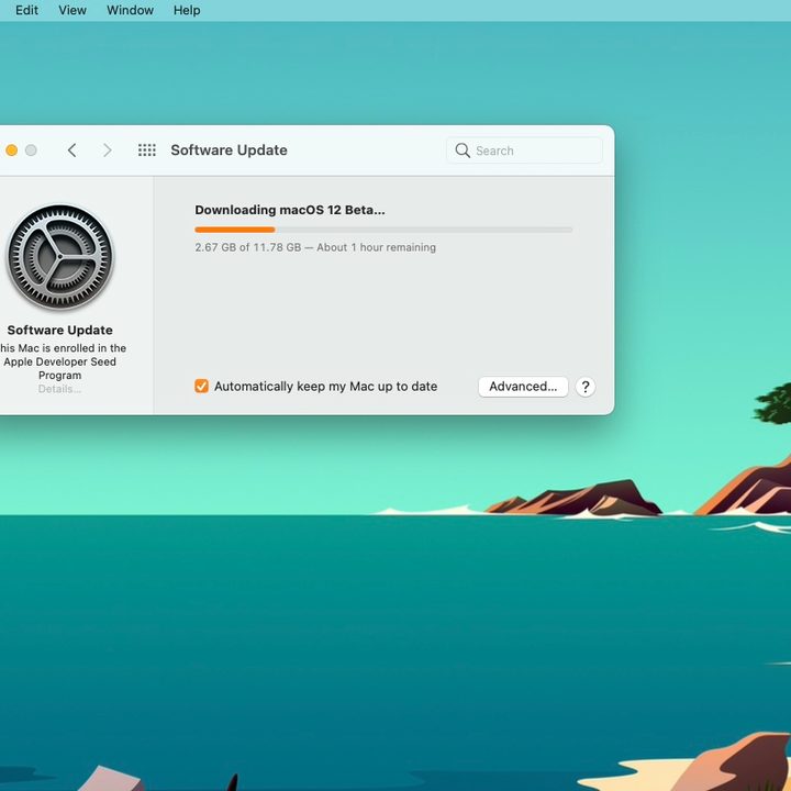 Downloading the MacOS 12 Beta.