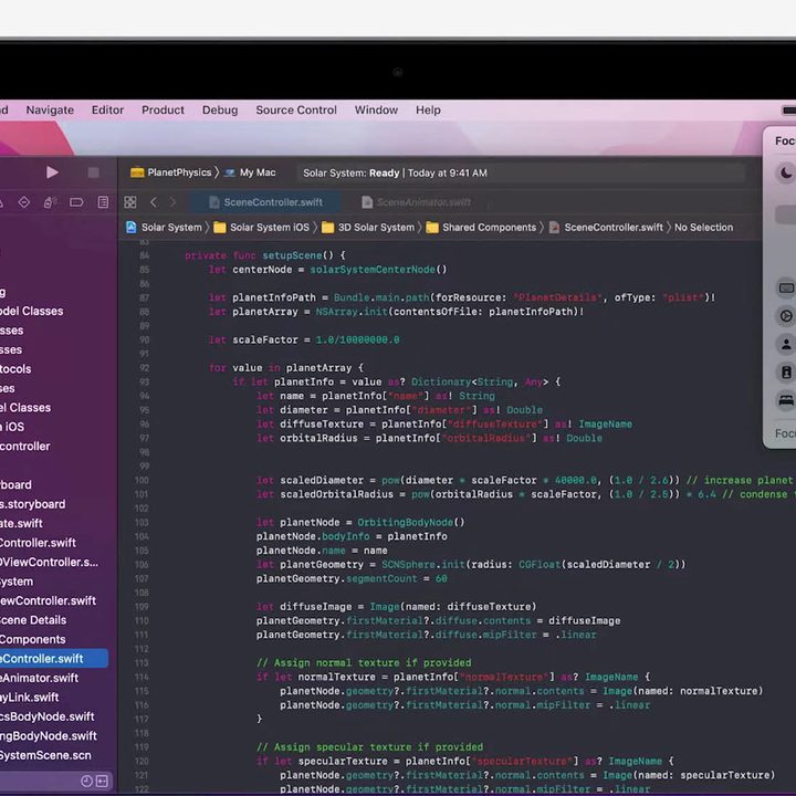 Xcode running on MacOS Monterey at Apple's WWDC 2021 event