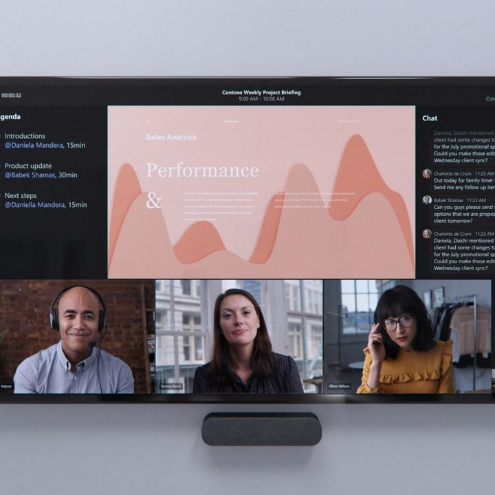 The Front Row features in Microsoft Teams Rooms.
