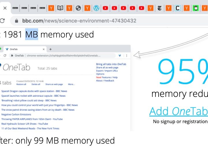 OneTab screenshot.
