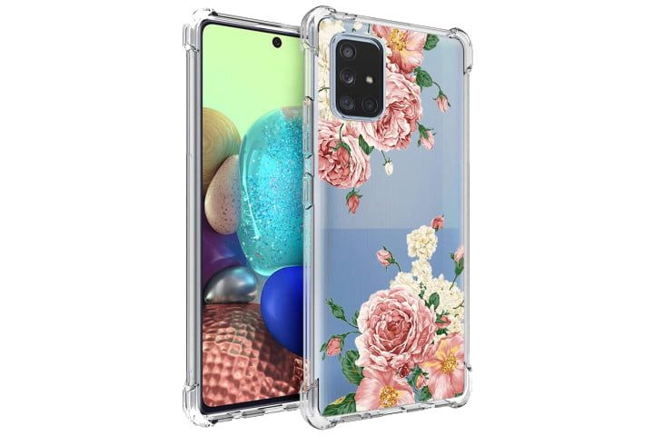 Osophter floral clear case for the Samsung Galaxy A71 5G.