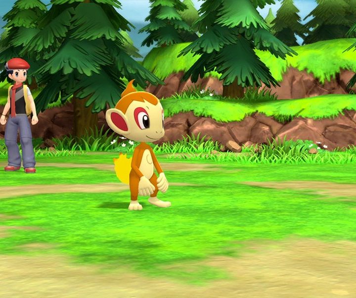 A fire monkey Pokémon in the field.