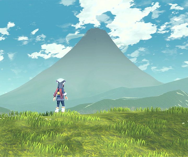 a mountain far int he distance in pokemon legends arceus.
