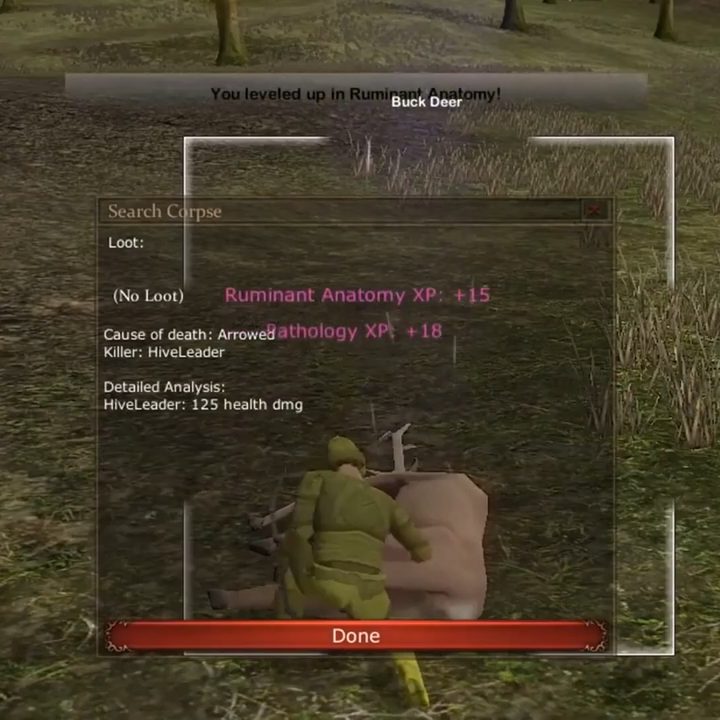 Green knight looting a corpse in Project Gorgon.