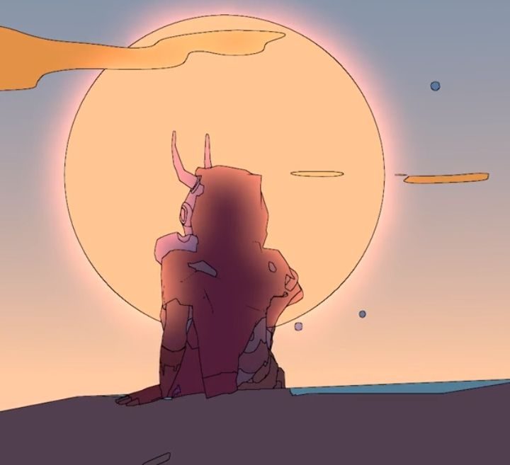 Sable watches the sunset from a perch.