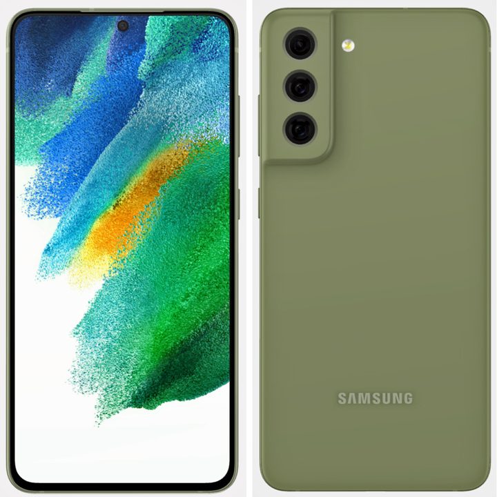Samsung Galaxy S21 Fan Edition render in green.