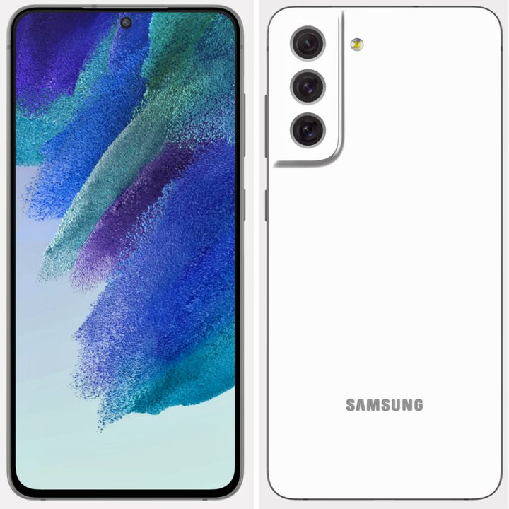 Samsung Galaxy S21 Fan Edition render in white.