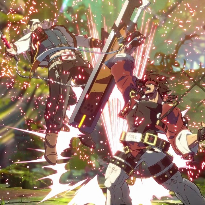 Two characters brawl in Guilty Gear Strive.