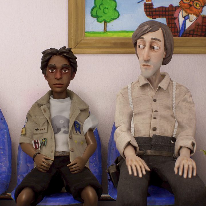 The titular Harold and another character from the game sit side by side.