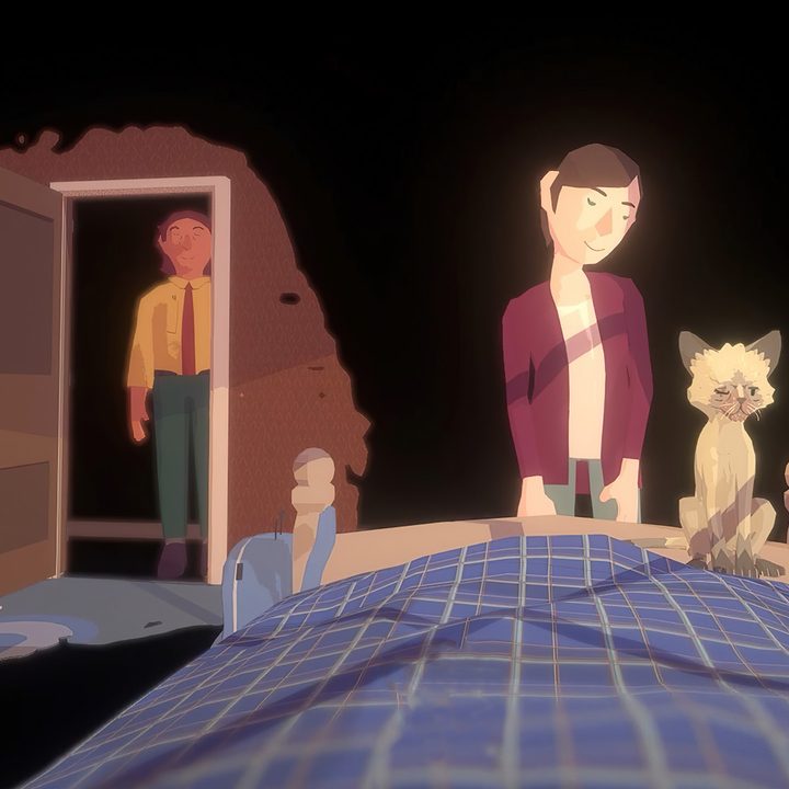 The protagonist of Before Your Eyes lays in bed as his family watches on.