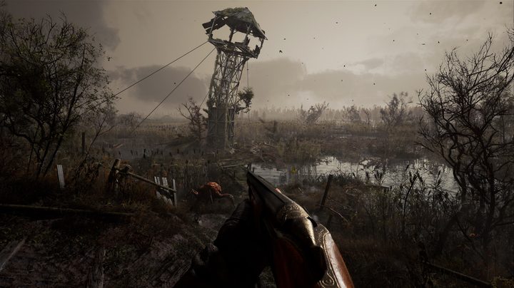 A player looks out at a barren wasteland in STALKER 2.