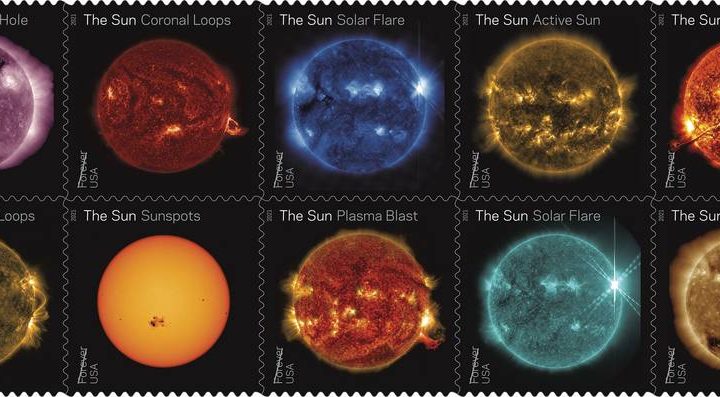 New sun stamps issued by the U.S. Postal Service.