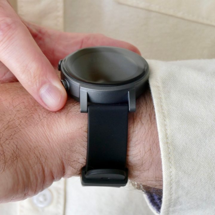 Top side of the TicWatch E3.