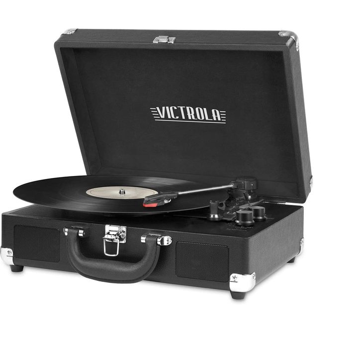 A Victrola vintage three-speed record player with Bluetooth.