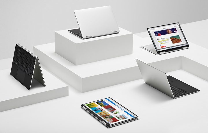 Different angles of Windows computers.
