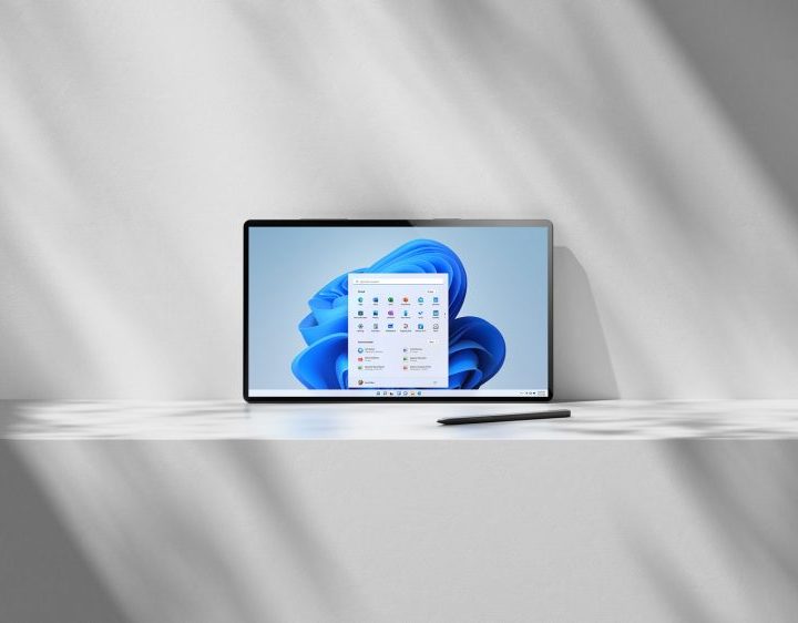 A Windows 11 Pc on a table