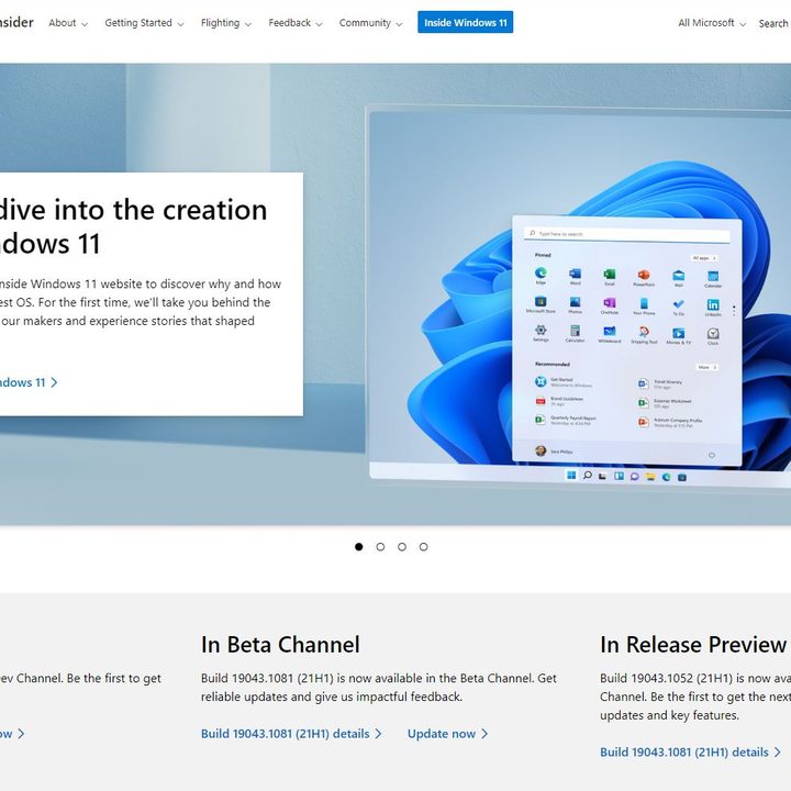 Windows Insider program web page.