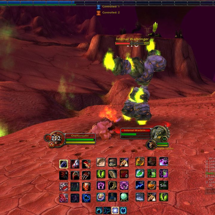 A druid fighting an elemental in Burning Crusade Classic.