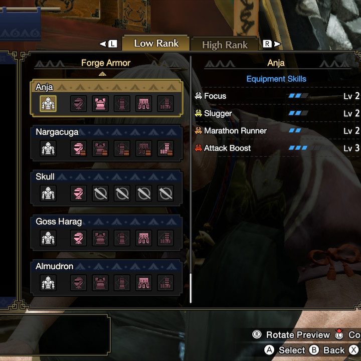 Anja armor screen.