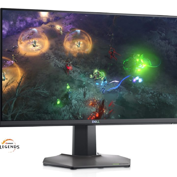 25-inch gaming monitor by Dell with Magic Legends on the screen.