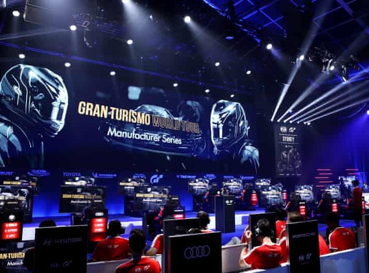 Esports players at a Gran Turismo tournament.