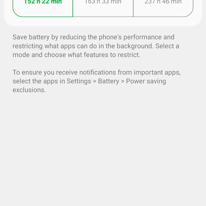 Android 10 battery settings.