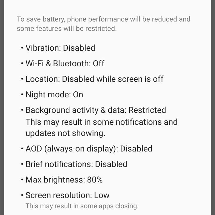 Android 10 battery settings.