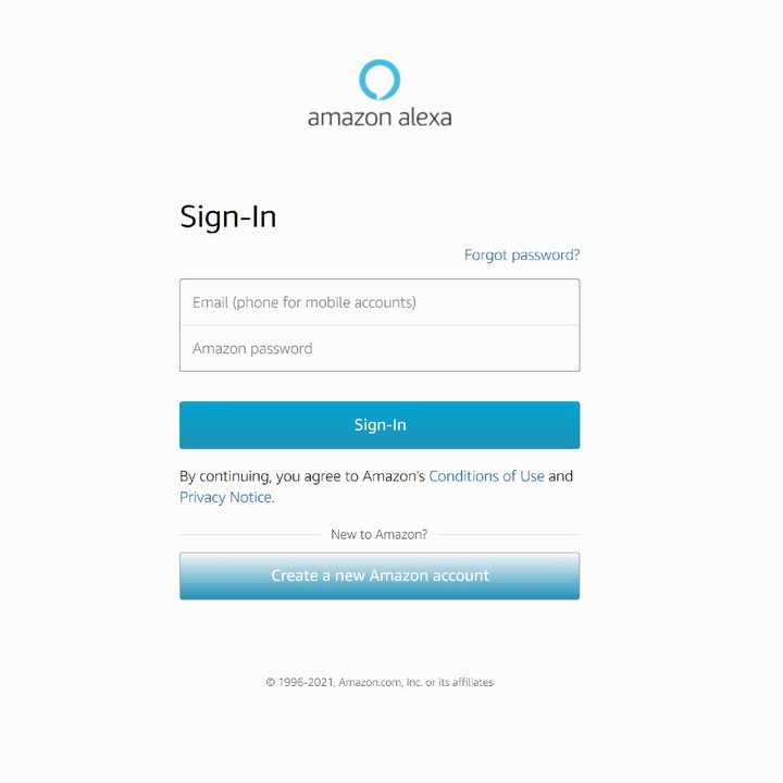 Alexa Amazon sign in page.