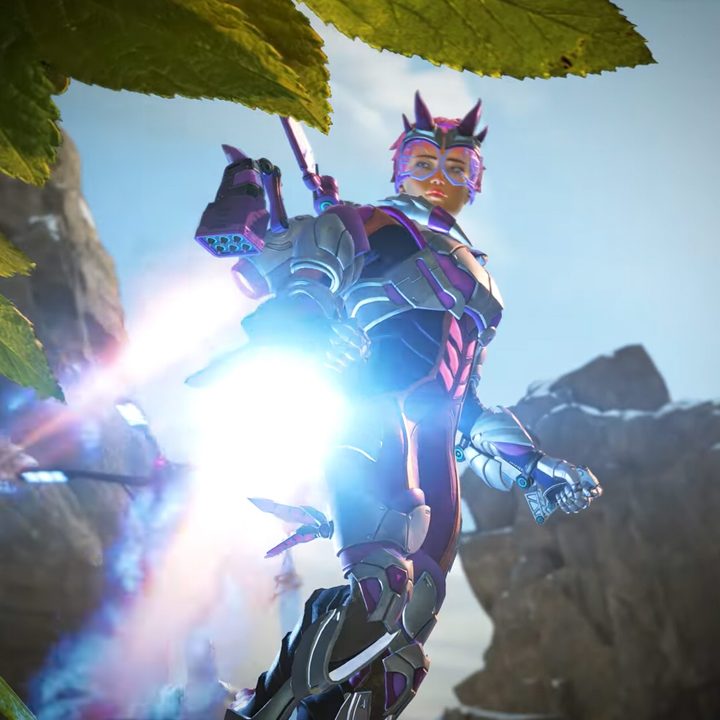 Valkyrie models a new horned purple skin.