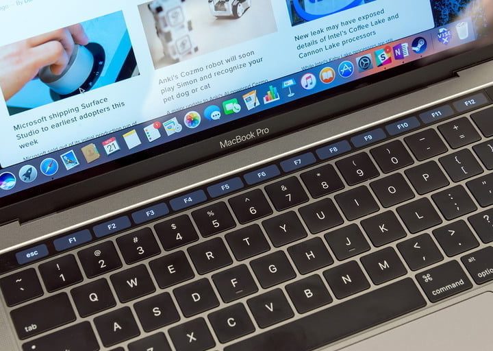 Touch bar on the MacBook Pro.