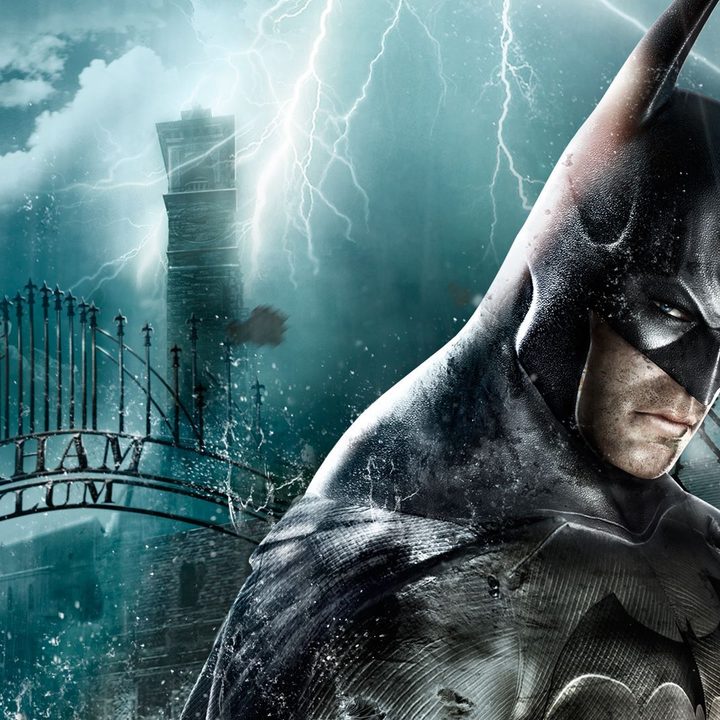 Closeup of Batman in Batman: Arkham Asylum.