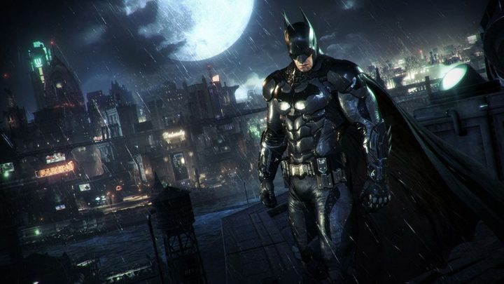Batman on rooftop in Batman: Arkham Knight.