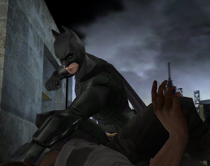 Batman defeating enemy in Batman Begins.