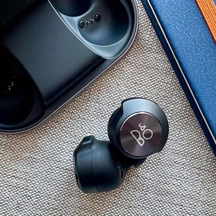 Beoplay EQ earbuds seen from the top.