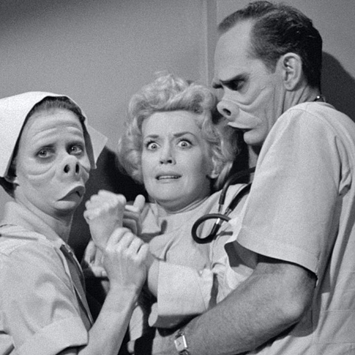 A woman is subdued by two bizarre-looking doctors in The Twilight Zone.