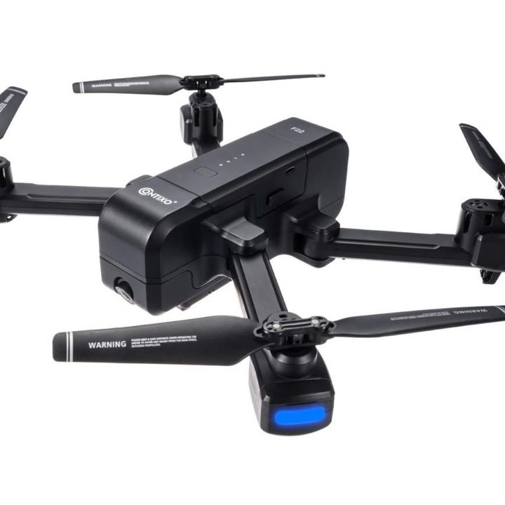 Contixo F22 RC Foldable Quadcopter on white bg.