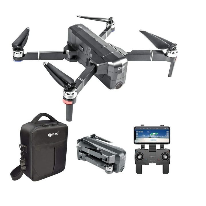 Contixo F24 4K UHD Drone Bundle with Accessories on white background.