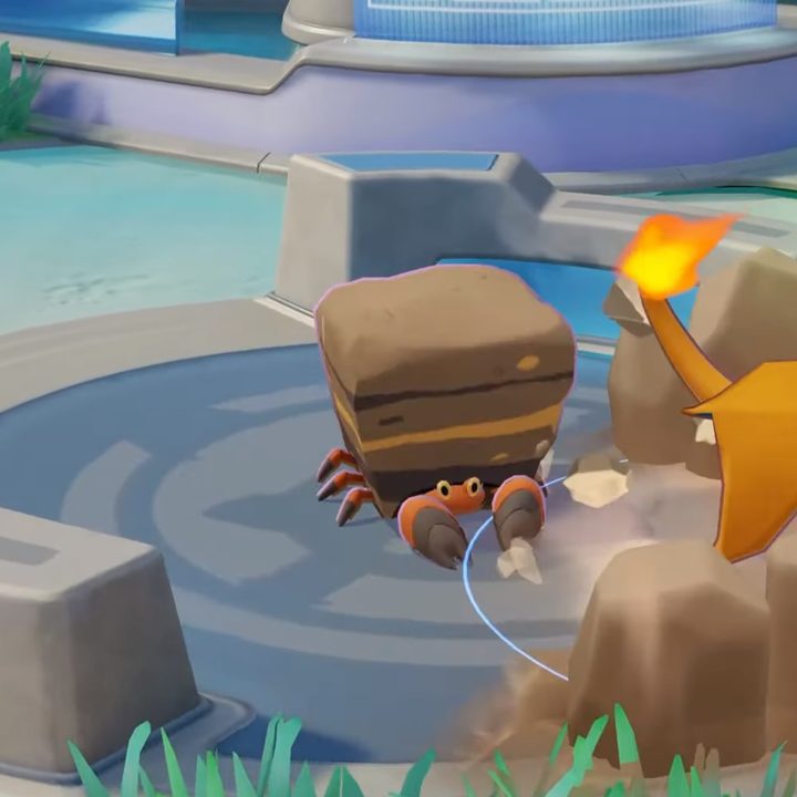 Crustle casting Rock Tomb in Pokémon Unite.