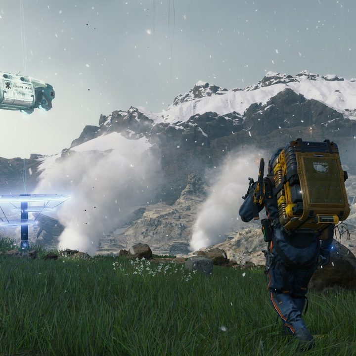 Sam Porter walks across a landscape in Death Stranding: Director's Cut.