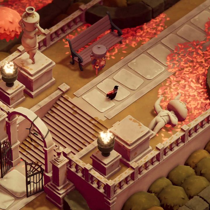 A crow walks into a courtyard in Death's Door.