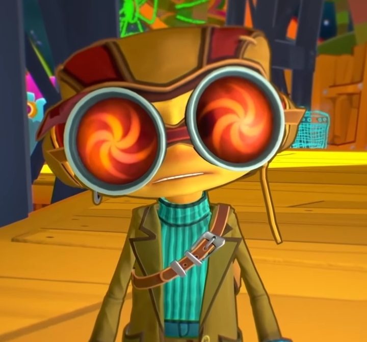 Raz staring into the camera in Psychonauts 2.